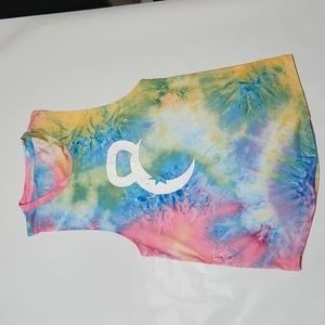 Zyia Active, tank, tie dyed, multi colored with kettle bell graphics'.